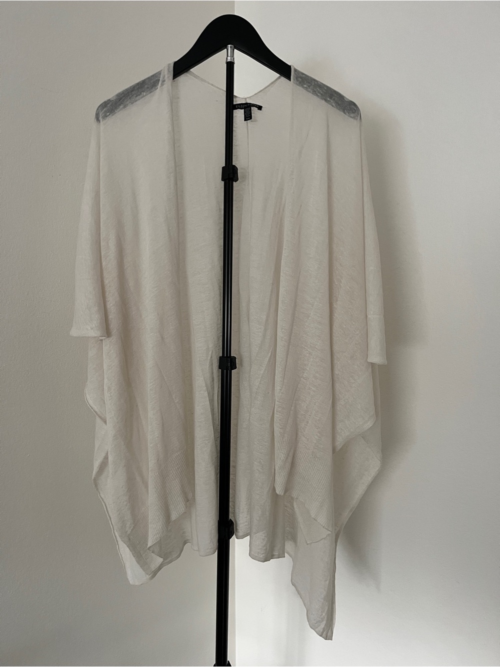 🌿 Eileen Fisher S/M Ivory Oversized Knit Wrap Shawl Italian Yarn